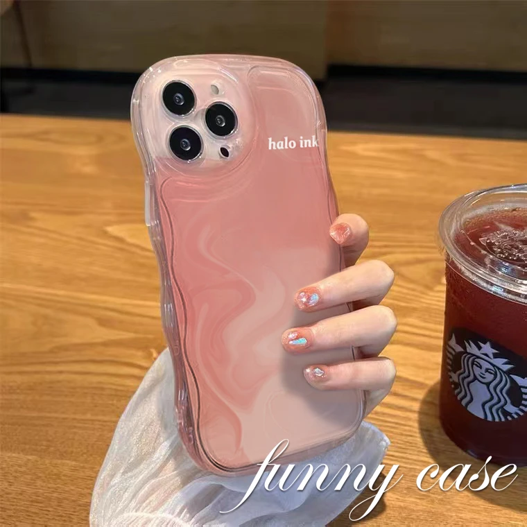 晕染粉iphone14/13手机保护套xs xr xsmax波浪苹果11 12 78p软壳