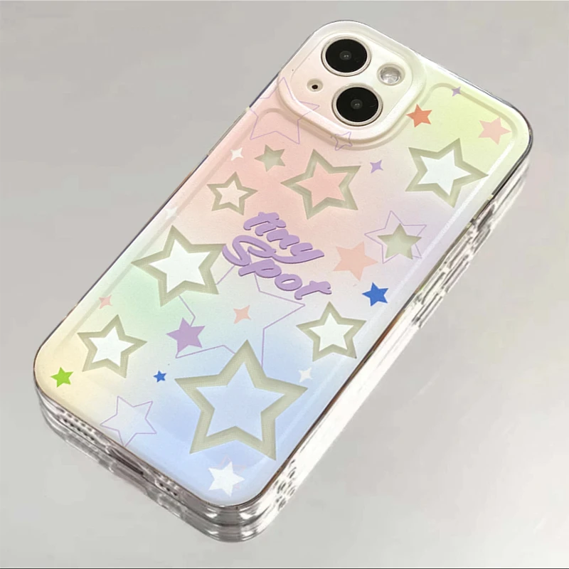 晕染渐变彩色星星iphone14promax苹果13/11/12手机壳XR XSMAX全包