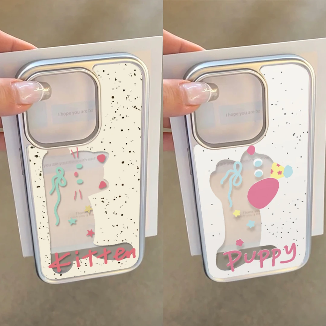 牛牛新款电镀泼墨猫狗适用iPhone13promax苹果15手机壳14情侣1211