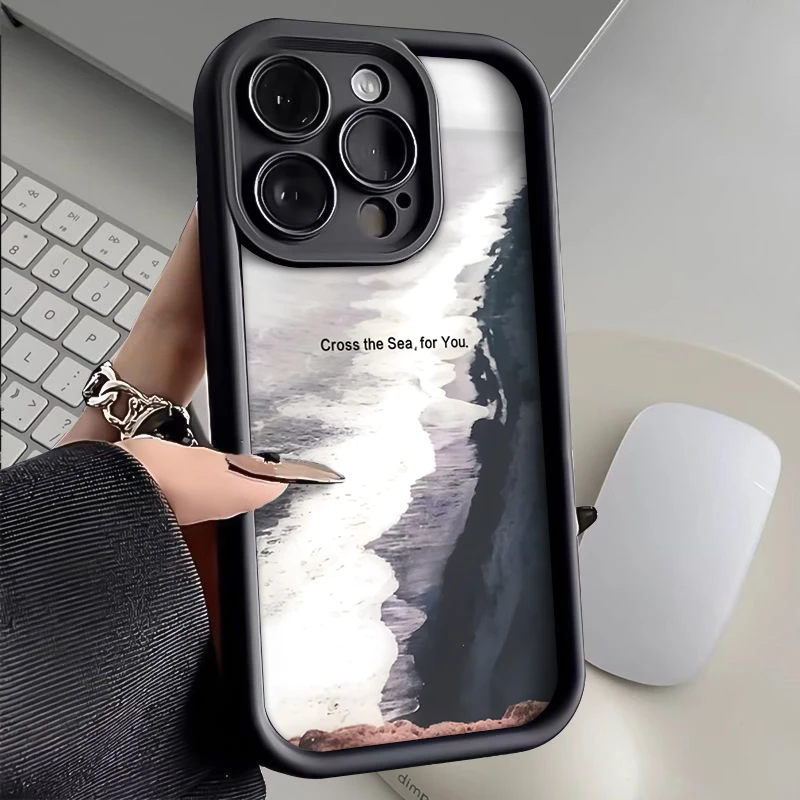 ins冷淡风沙滩iPhone14/13promax手机壳XR XS苹果12/11高级感8p软