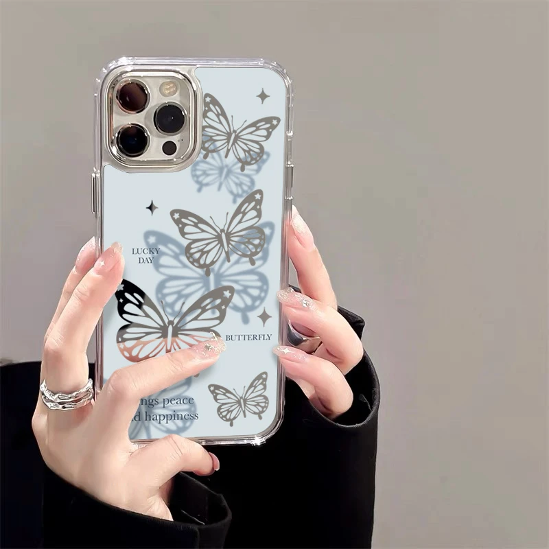 叠影蝴蝶镜面高级感iPhone14手机壳13promax苹果12/11女XR XS小众