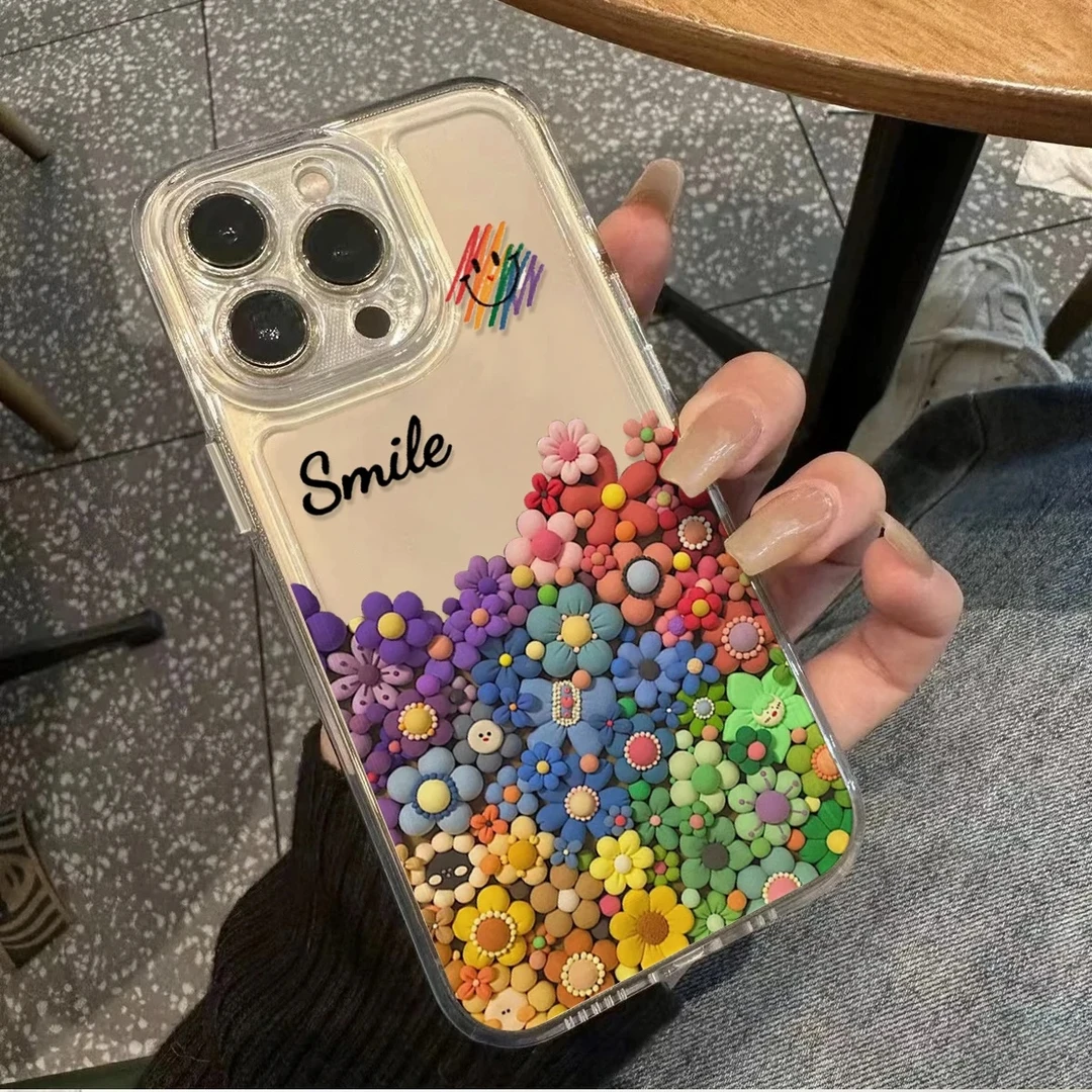 可爱太阳花苹果vivo华为oppo手机壳iphone15/13/14软壳卡通简约女