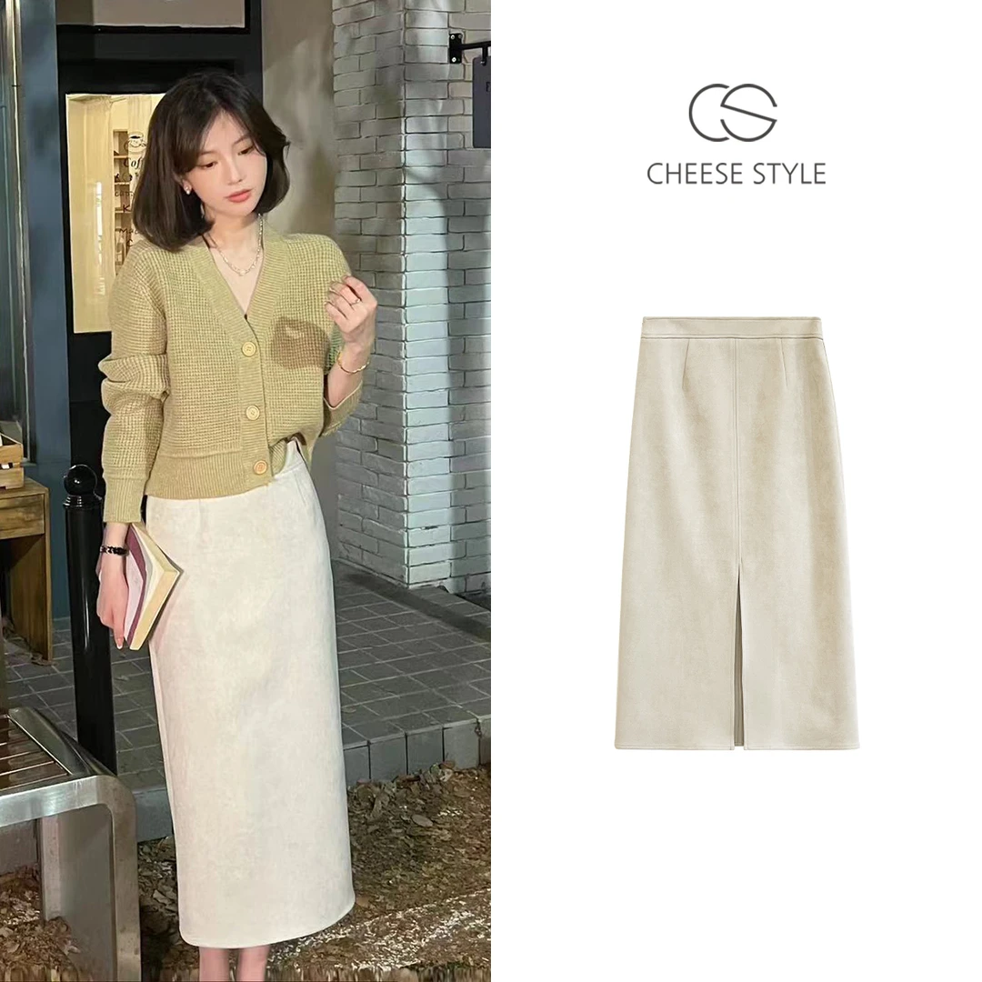 【芝士Cheese】冰糖奶芙几皮绒半裙百搭网红高腰秋冬显瘦设计感