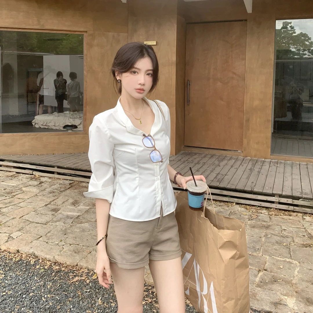 【芝士Cheese】露思纯欲衬衫 法式纯欲夏季收腰时髦减龄气质衬衫