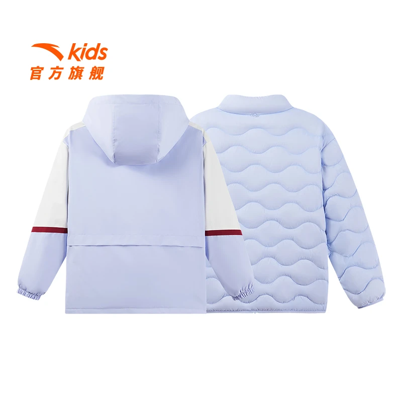 安踏儿童女大童两件套上衣2025冬季新款舒适保暖青少年外套流光风