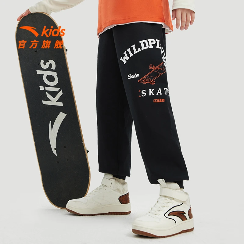 安踏儿童男大童运动长裤2025冬舒适保暖青少年防寒加绒运动裤