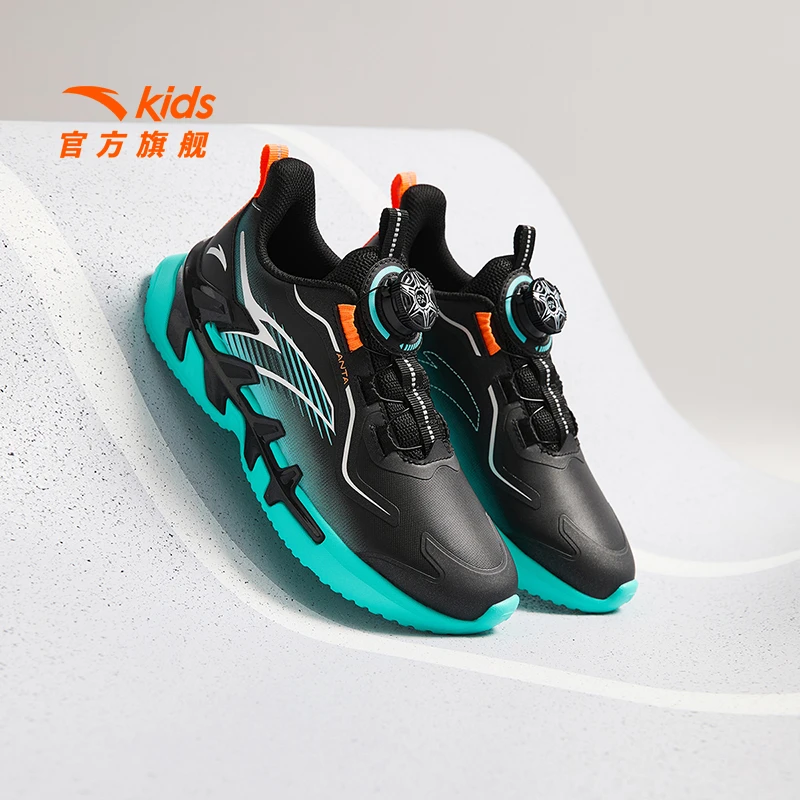 安踏儿童男大童跑鞋2025革面舒适防滑耐磨青少年轻盈弓速跑步鞋子