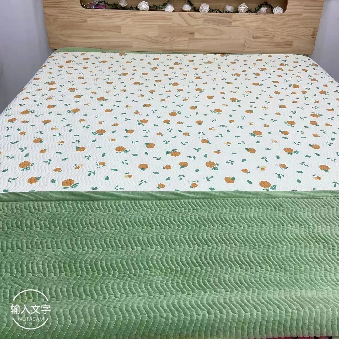 一面纯棉一面婴儿绒AB版双面绗缝多功能亲肤母婴机洗床盖加厚夹棉