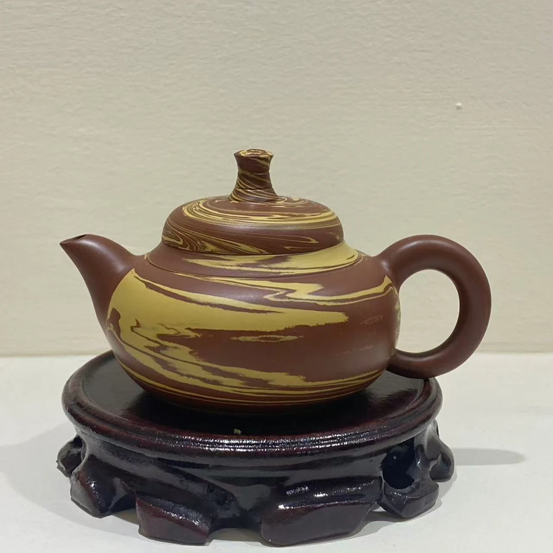 潮州朱泥胶泥工艺章锐波亲工陶瓷水平壶胶泥瓜壶泡茶壶泡壶茶具