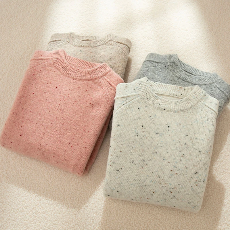 秋冬季儿童羊毛衫套头半高圆领插肩毛衣男童女童针织打底衫点子纱