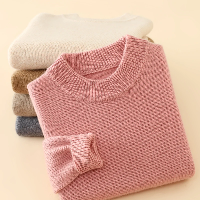 秋冬季新款儿童山羊绒衫加厚半高领纯色男女童毛衣宝宝针织衫打底