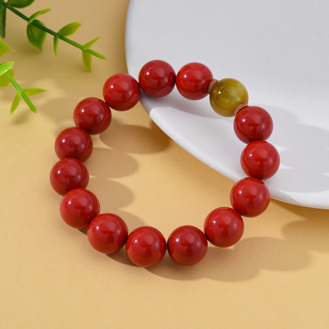 含辰砂工艺品【婉葶珠宝】朱砂红砂单圈手串（14mm）