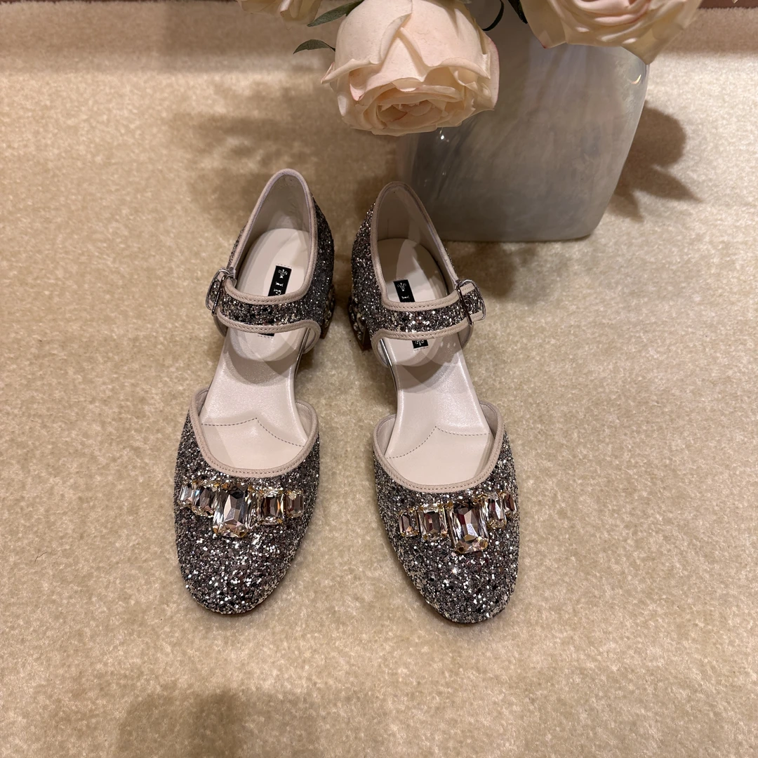 【IFUSI】精致轻奢水钻格利特圆头钻跟高跟鞋 3726-1