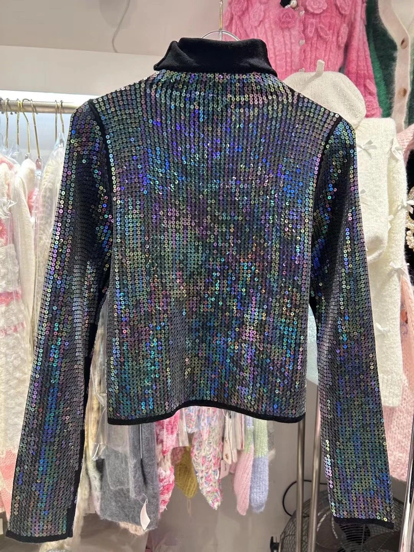 高级感重工满亮片高领打底衫