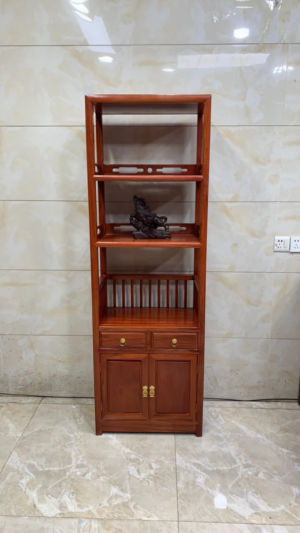 刺猬紫檀木小书柜红木书架花梨木收纳柜实木茶水柜储物博古架子