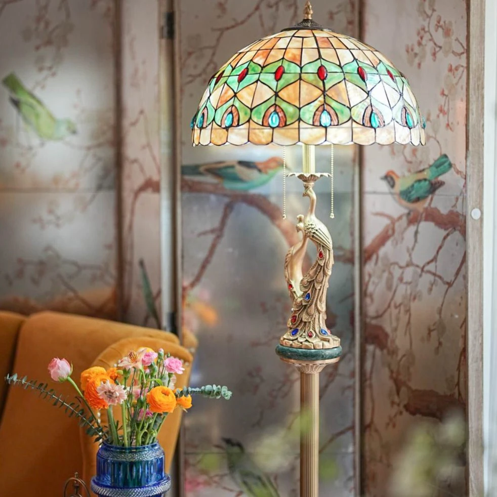 【奇居稷飞】双凤贝壳立式落地灯#S117DPX-18F