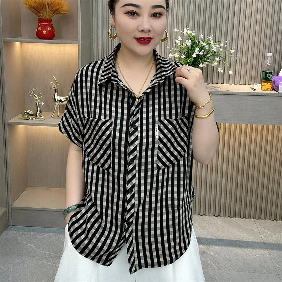 2025夏季新款高档洋气时尚宽松百搭休闲显瘦薄款短袖上衣衬衫