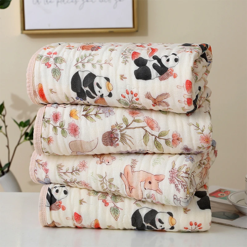 110x110cm数码印花竹棉纱布浴巾儿童精包装竹纤维婴儿盖毯新生儿