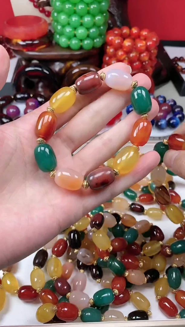 【闪购商品】玛瑙/玉髓手串未镶嵌多宝多福老型枣珠