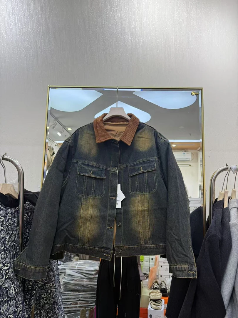 2328-拼接复古加厚款牛仔外套