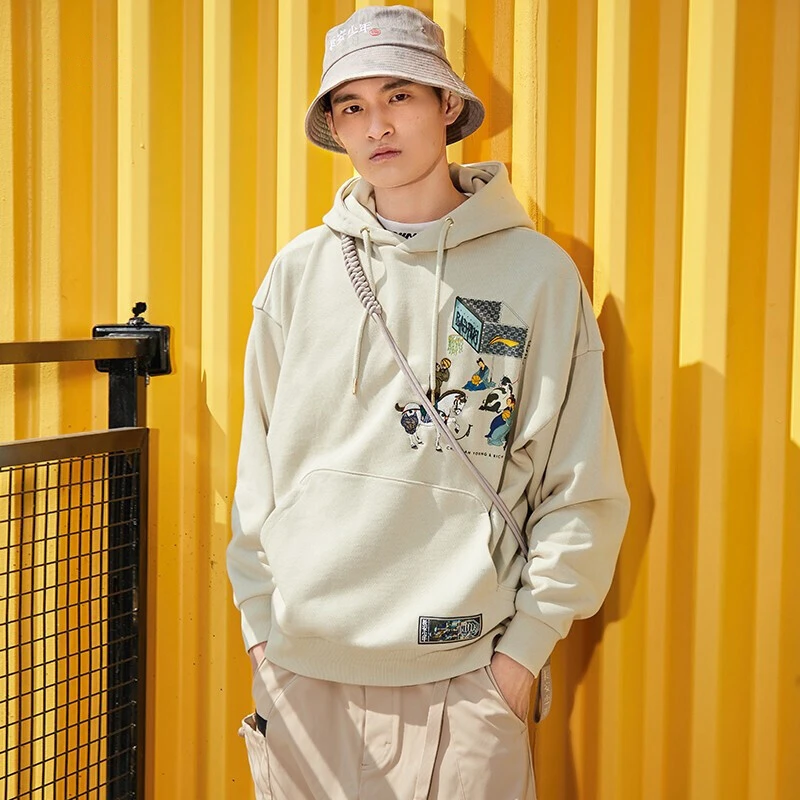 LI-NING/李宁卫衣长安少年国潮联名款春秋连帽外套男套头衫/QB45