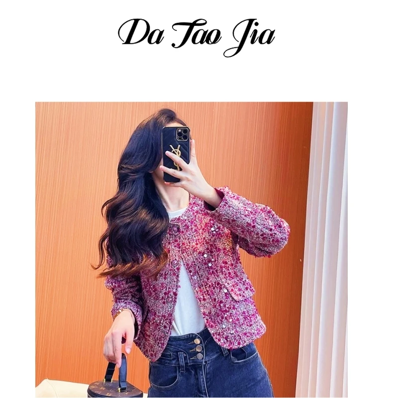 秋冬款法式名媛气质亮片重工小香风厚款外套D6332（清货）