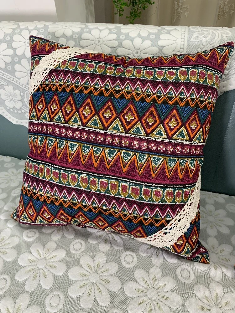 A-18【45*45】红色民族风餐桌茶几彩色波西米亚风格彩色茶几布方 形