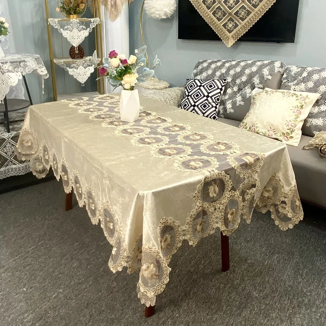 C-58米色长方桌布茶几布 长方形桌布防水家用简约