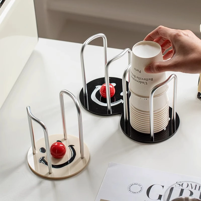 可爱一次性杯子取杯器家用桌面饮水机纸杯架高颜值纸杯收纳置物架