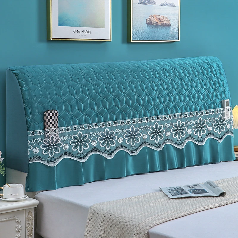 加高床头罩布艺全包夹棉绒布绗绣床头靠套垫防尘保护套简约现代