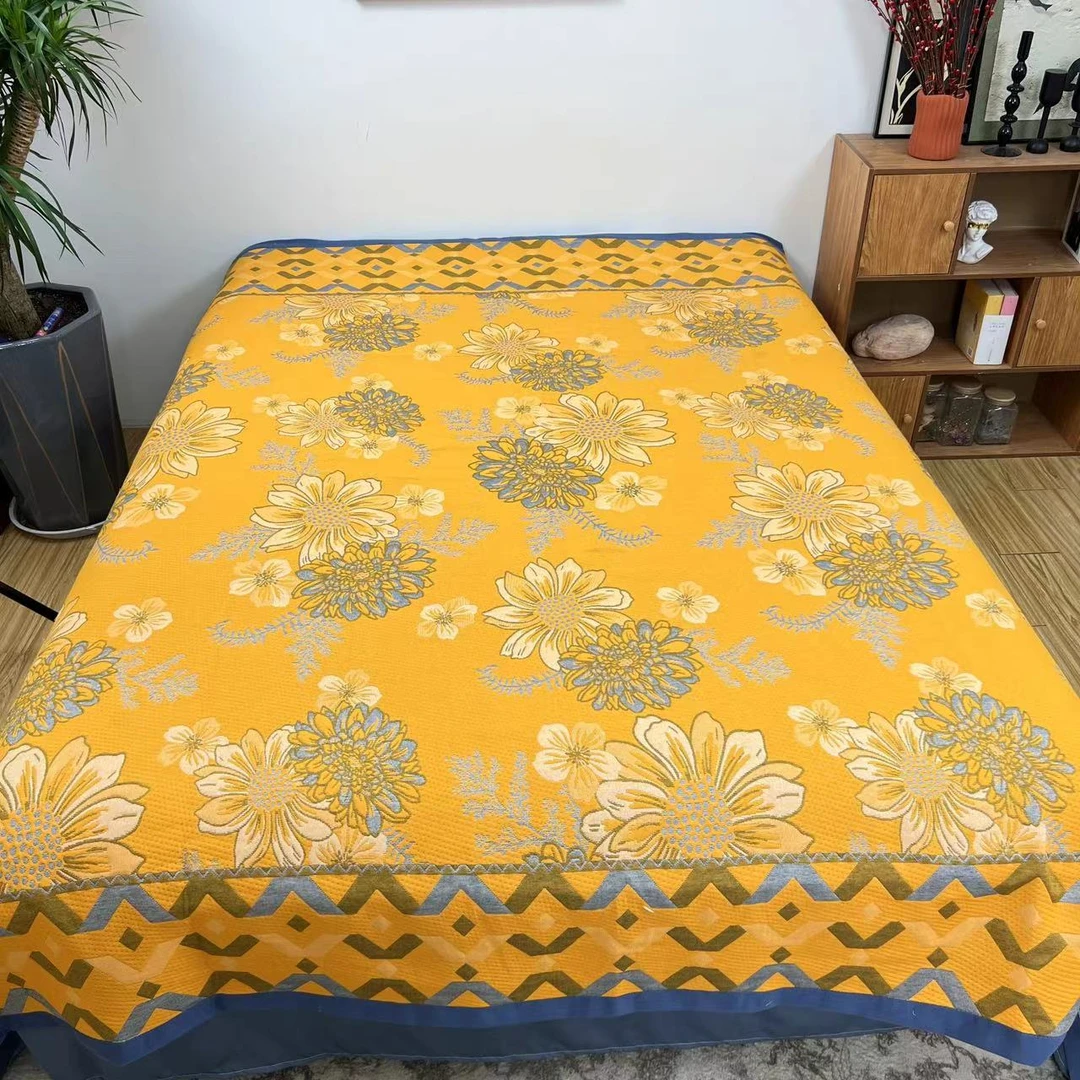 纯棉纱布盖毯--金丝菊单双