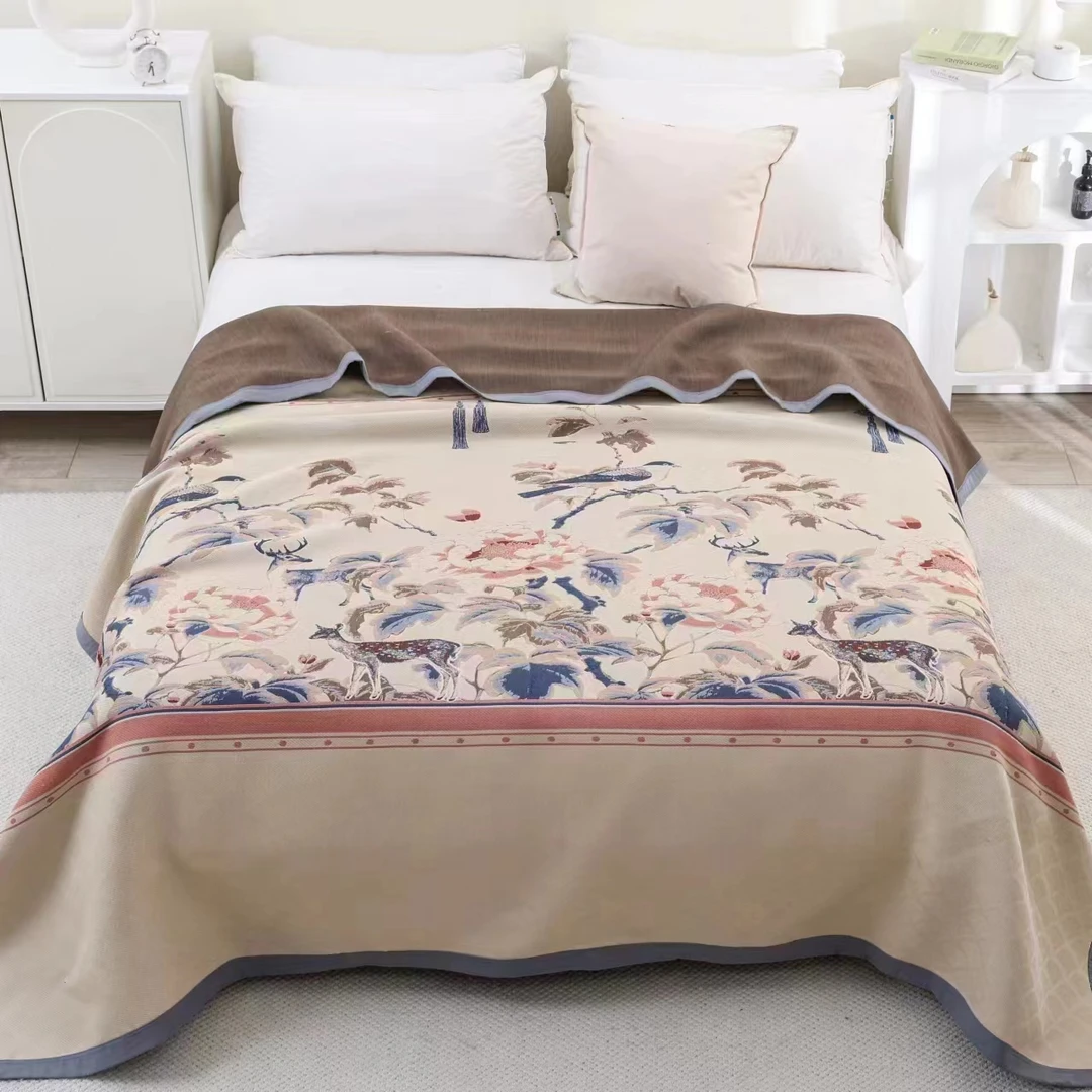 （苏秘套盒）纱布盖毯三件套--喜上眉梢