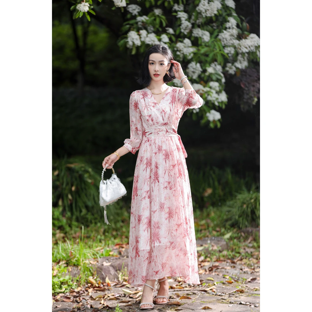 桑蚕丝时尚优雅百搭连衣裙24A009