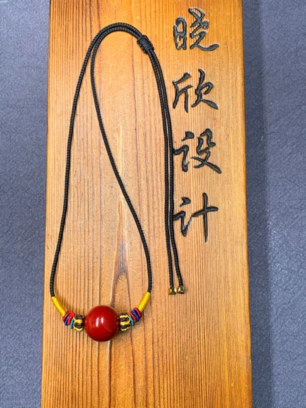 含辰砂工艺品天然压制朱砂紫金沙转运珠项链吊坠