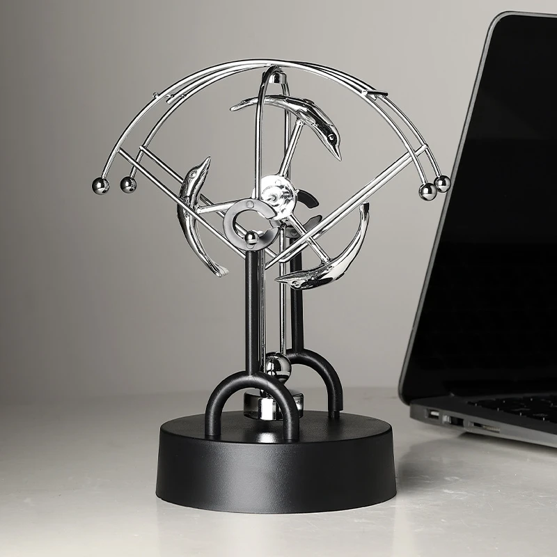 创意牛顿摆球永动机撞球碰碰球海豚混沌摆件摇摆器