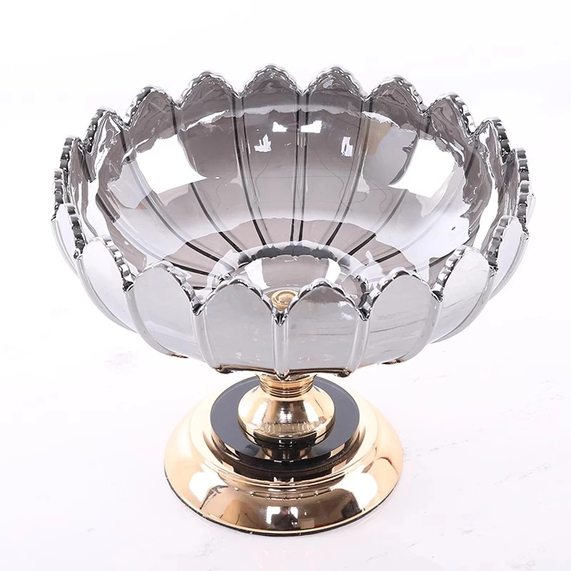 新中式轻奢玻璃果盘创意简约装饰水果盘糖果盘客厅家用样板间摆件