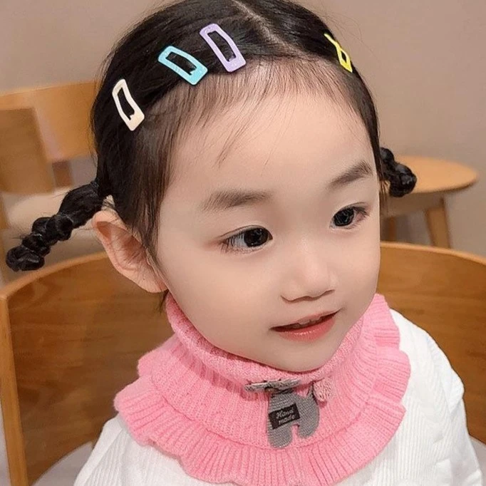 儿童围脖秋冬新款卡通针织围脖保暖套脖波浪花边小孩毛线护颈围脖