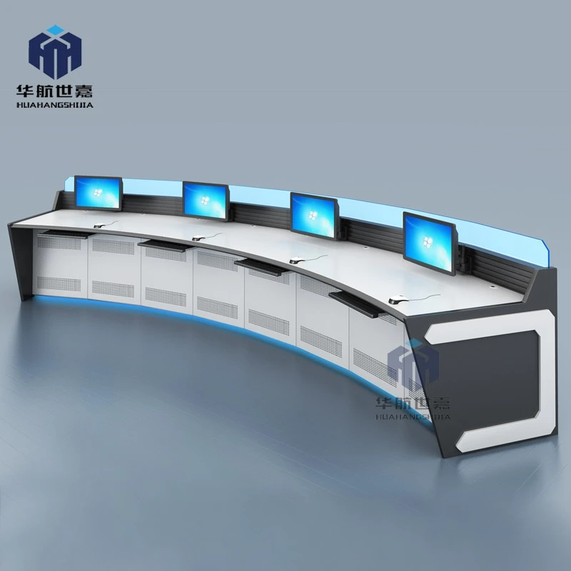 监控操作台加厚高端定制指挥中心工作控制台弧形双三联调度指挥台