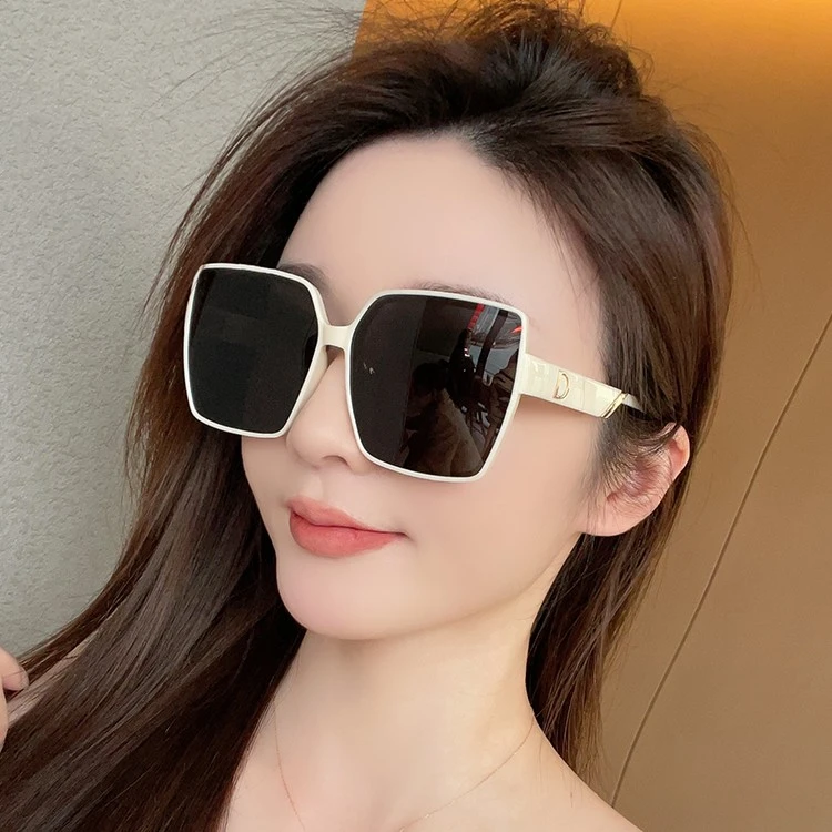 墨镜偏光新款大脸显小潮夏白色框太阳眼镜女士大脸遮阳太阳镜