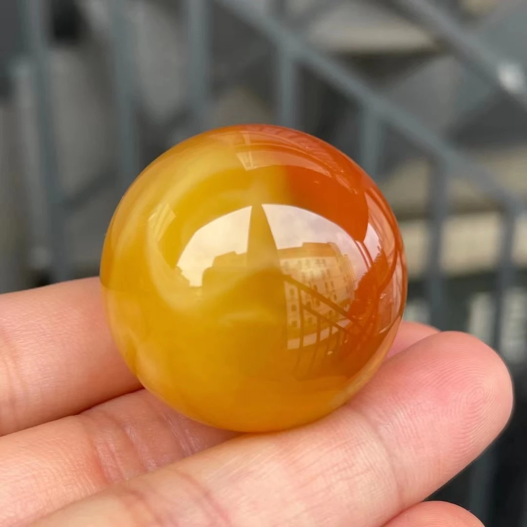天然琥珀蜜蜡大圆珠鸡油黄蜜糖色特色双色大珠子