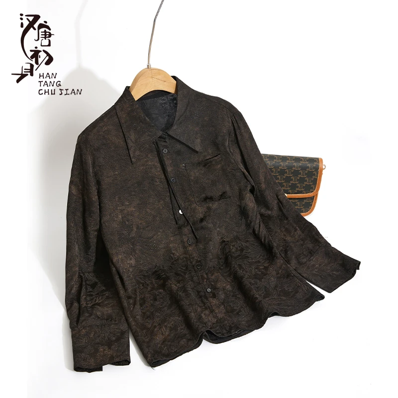 香云纱织金衬衫·6A重磅真丝100桑蚕丝鎏金工艺新中式流苏衬衫