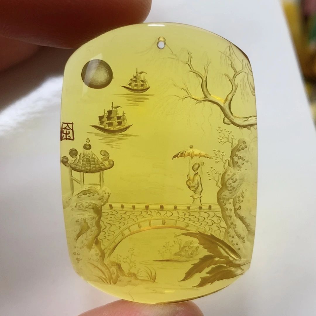 【闪购商品】蓝珀颈饰未镶嵌蓝珀阴雕