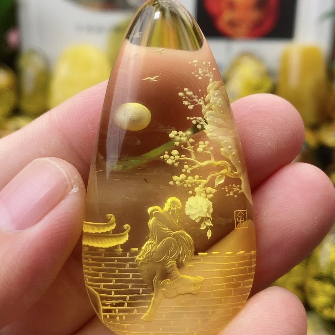 【闪购商品】金珀颈饰未镶嵌琥珀阴雕