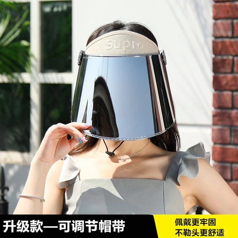 夏季遮阳帽女大檐防晒空顶帽旅行百搭户外电动车骑行太阳帽带镜片