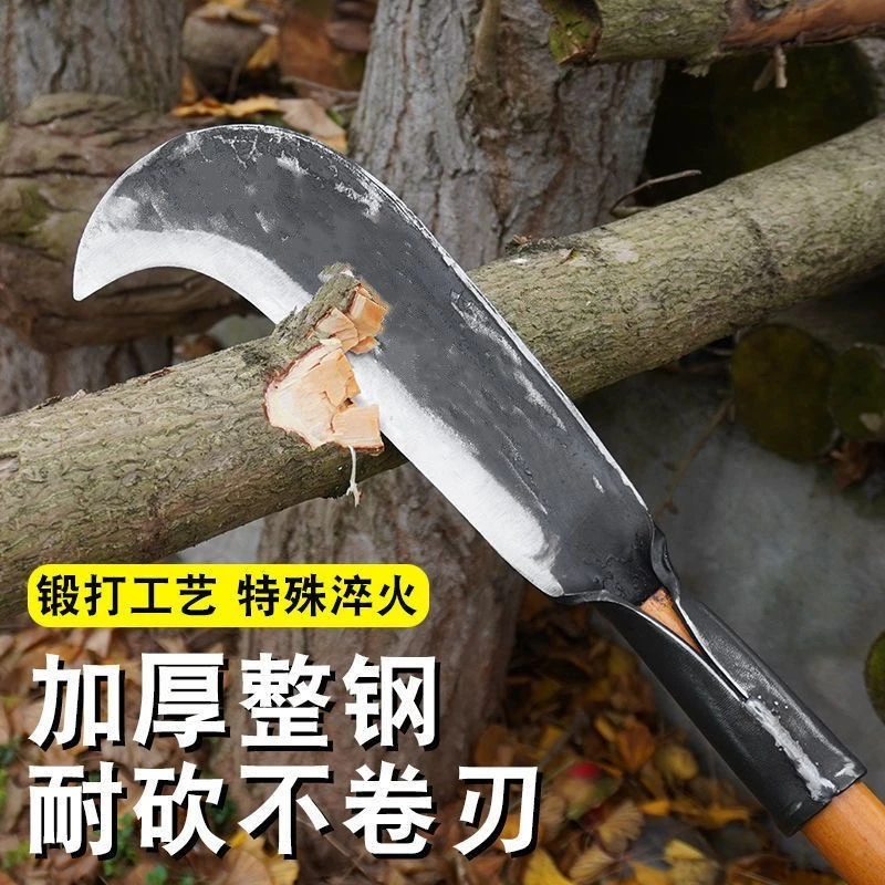 弹簧钢砍柴刀加厚一体户外砍柴专用刀弯刀砍山刀砍柴专用工具