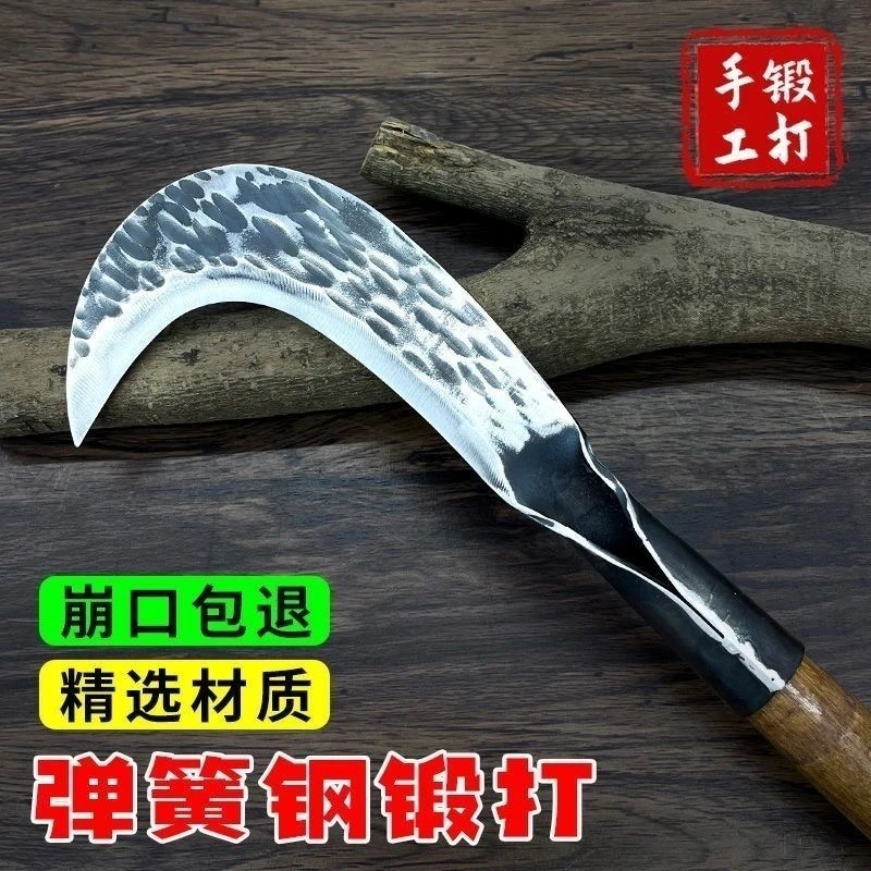 手工锻打弹簧钢锰钢农用刀长柄砍柴刀户外开路砍山刀砍柴专用工具
