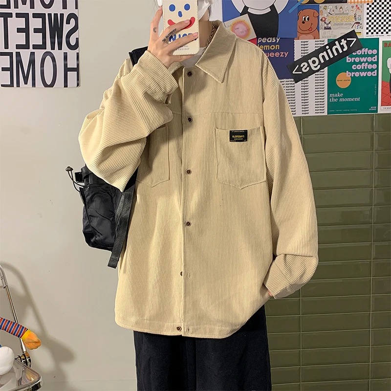 男女同款秋季灯芯绒衬衫潮流宽松休闲百搭oversize上衣长袖外套