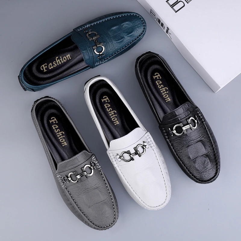 新品豆豆鞋男牛皮夏季懒人鞋商务休闲软皮软底透气青年百搭男鞋