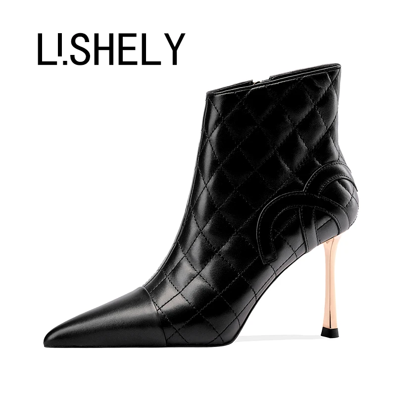 1100[忆雪凝霜]小香风冬秋冬短靴刺绣真皮气质女靴靴子细高跟短靴