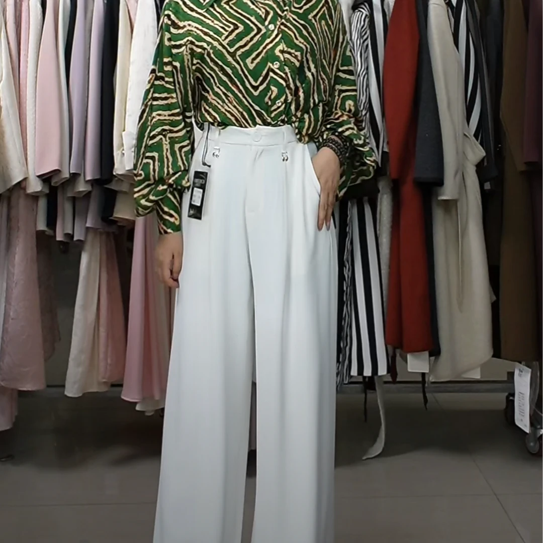 9008-A-5-7-1新款丝滑垂坠阔腿裤新款拖地直筒裤气质显瘦百搭西裤